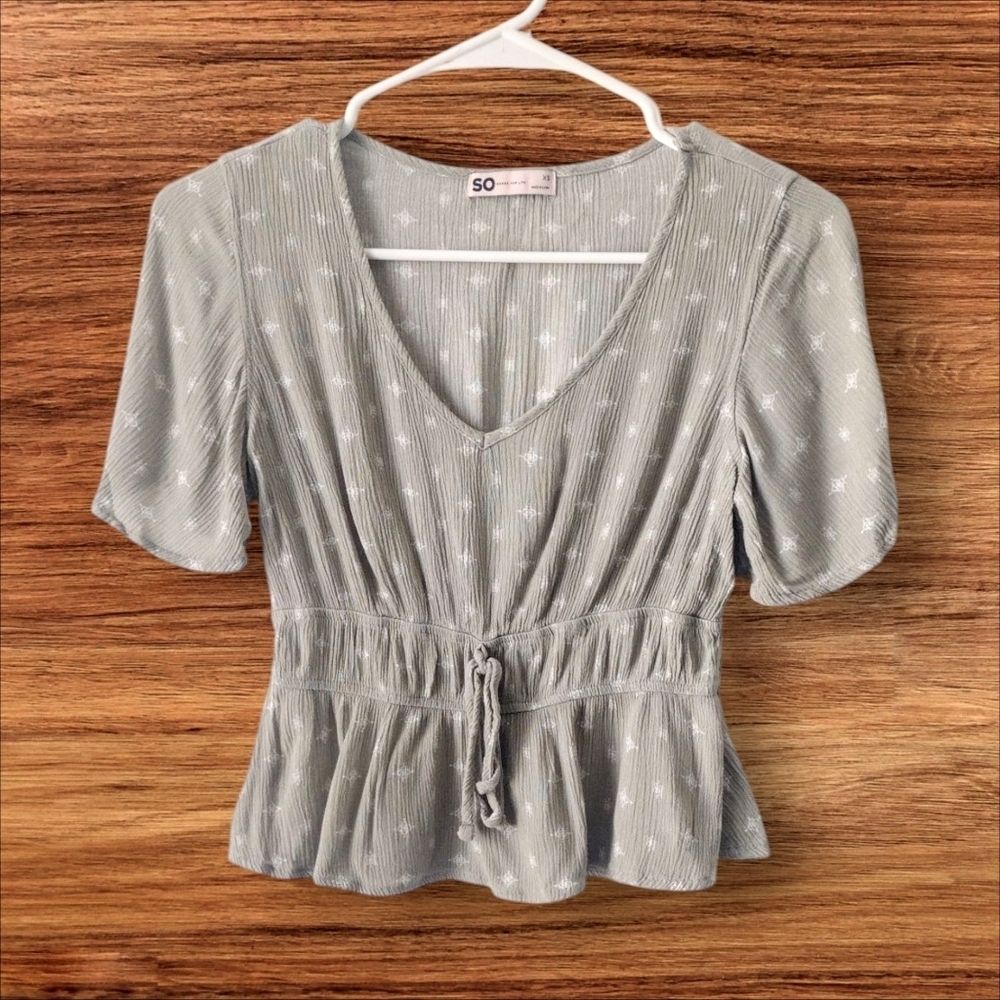 SO Green Peplum Top Size Juniors XS